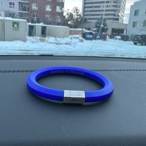 David Yurman Sterling Silver Rubber 10.5mm Hex bracelet in blue